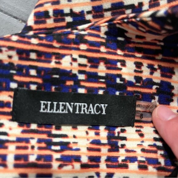 Ellen Tracy Tweed Print Short Sleeve Ponte Knit Sheath Dress Size 8 - Picture 7 of 9